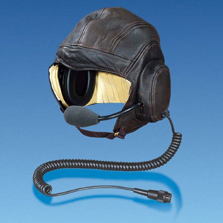 leather flying helmet with headset